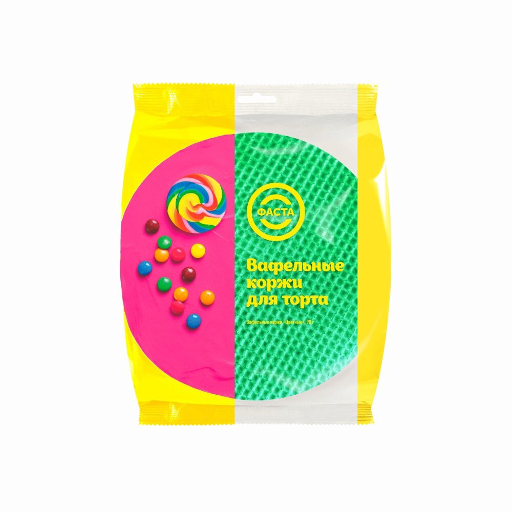 Вафельные коржи "Цветные" (90гр*8) Московская обл. ООО"Лидер С"  (1шт)