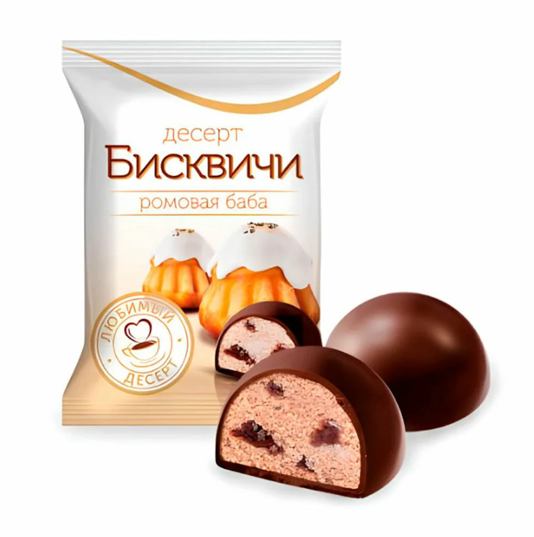 Конфеты глазированные "Бисквичи" вкус десерта Ромовая баба г. Ишим ООО ТК "Кондитер Профи" (1кг)