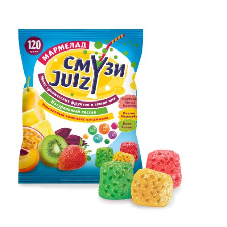 Мармелад витам."Смузи juizy" микс с семенами чиа (120гр*16) г. Ишим ООО ТК Кондитер Профи (1шт)